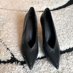 AllSaints Black Leather Pumps with metal studs SZ 7.5